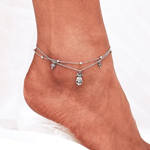 Miniatura 45 de CHIC & ARTSY Tobilleras de plata de ley S925 para mujer, pulsera de tobillo ajustable multicapa para playa, joyería de verano para mujer, de 10 a 11
