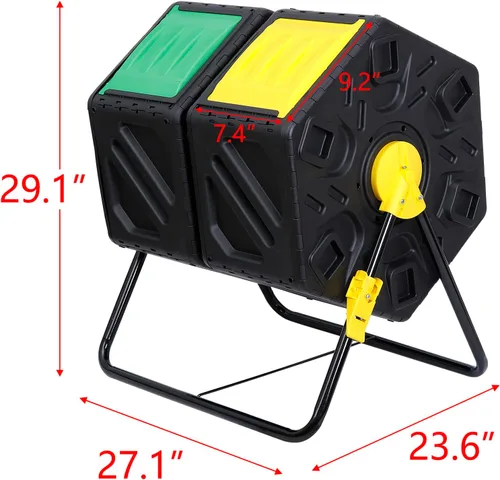 Miniatura 7 de F2C Vaso de compostaje de doble cámara de 37 galones para todas las estaciones, sin BPA, gran contenedor de compostador con 2 puertas correderas