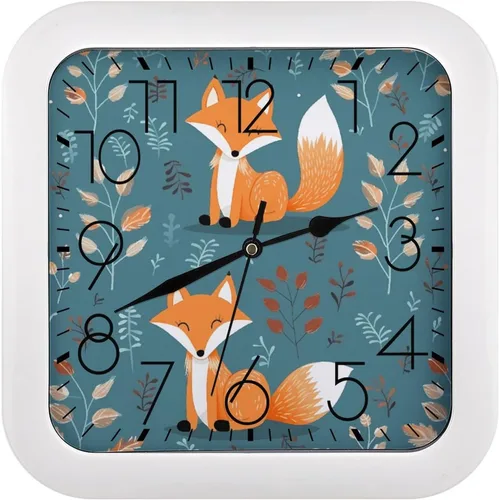 Miniatura 24 de 10" Square Modern Wall Clock,Animal Patterns Print Kitchen Clocks Wall Battery Operated,Silent Non Ticking Unique Funny Cute Wall Clock for Living