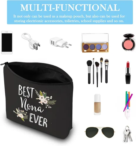 Miniatura 3 de GJTIM Divertido regalo de Nona para la abuela, la mejor bolsa de cosméticos Nona Ever de nietos, Negro