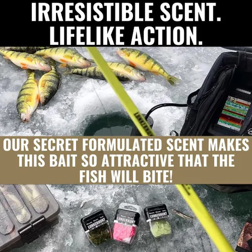 Miniatura 3 de LUNKERHUNT Tarro de cebo de pesca con atractivo único Gusanos de cera duraderos para lubina de pesca, cebo suave, gusanos realistas, señuelos