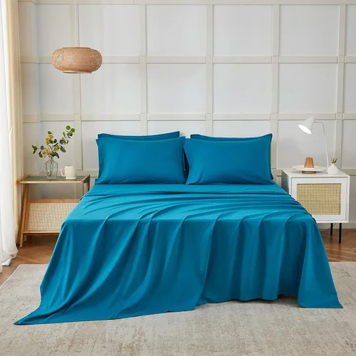 Miniatura 2 de ILAVANDE Juego de Sábanas King Size Verde Azulado de 6 Piezas, Sábanas de Cama King de Microfibra Serie 1800 Súper Suaves de Lujo Hotelero