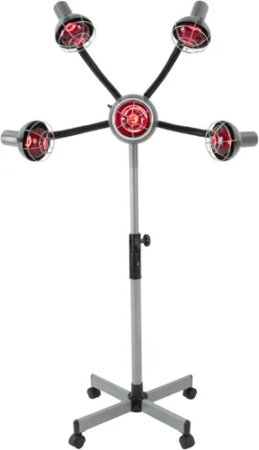 Lámpara de calor infrarroja con luz roja, máquina procesadora de color de 5 cabezales y 750 W, altura ajustable, secador de pelo portátil para