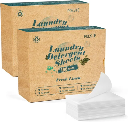 Miniatura 27 de Poesie Hojas de Detergente para Ropa Hojas de Jabón para Ropa para Viajes Camping Hojas para Lavar Ropa Sin Fragancia 1 Mini Caja 40