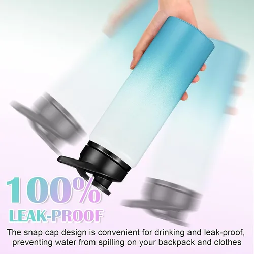 Miniatura 4 de Mimorou Paquete de 10 botellas de agua de aluminio a granel de 25 onzas botellas deportivas reutilizables con tapa a presión y asa, botella de agua
