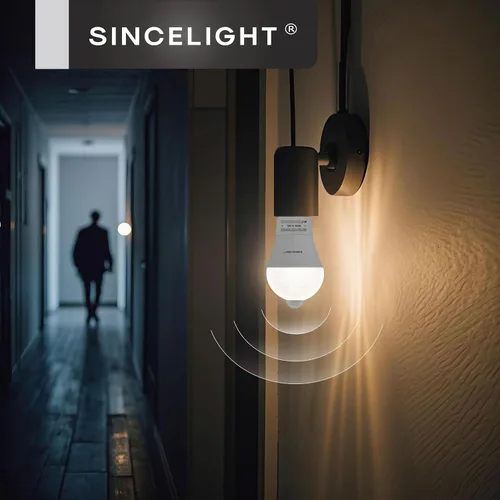 Miniatura 7 de SINCELIGHT Bombilla LED con sensor de movimiento de 9 W con base E26, PIR activada por movimiento en la oscuridad, encendido/apagado automático por
