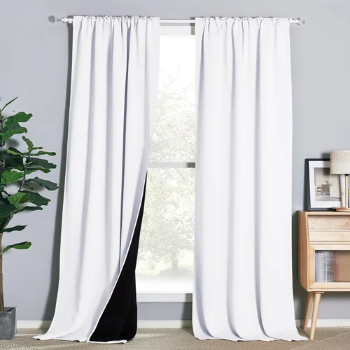 Miniatura 35 de NICETOWN Paneles de cortinas totalmente opacas para dormitorio que reducen el frío, cubiertas de ventana súper gruesas aisladas, cortinas Biscotti