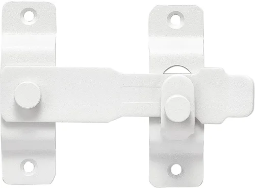 Miniatura 9 de INIRET Paquete de 2 pestillos para puerta de granero, 4.33 x 3.23 pulgadas, acero inoxidable blanco mate, cerraduras de puerta abatible, cerradura