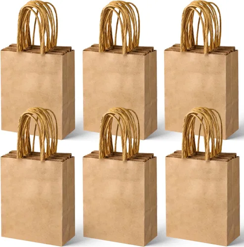 Miniatura 9 de SPERPAND 150 bolsas de regalo pequeñas, bolsa de papel marrón de 6.5 pulgadas, bolsas de regalo de papel kraft para cumpleaños, baby shower