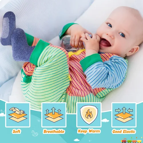 Miniatura 6 de Eyean Calcetines de lana con agarre para bebé, suaves, cálidos, gruesos, antideslizantes, para niños, niños y niñas, calcetines hasta la pantorrilla