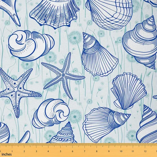 Miniatura 34 de Feelyou The Yard, tela de tapicería de estilo japonés Hokusai para sillas, tela náutica exótica marina marina decorativa impermeable