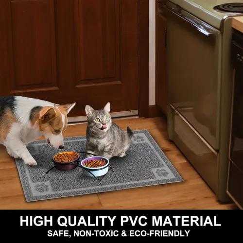 Miniatura 6 de Tapete de alimentación para mascotas para perros y gatos pequeños, de 24 x 16 pulgadas, flexible e impermeable, tapete de cuenco para perros