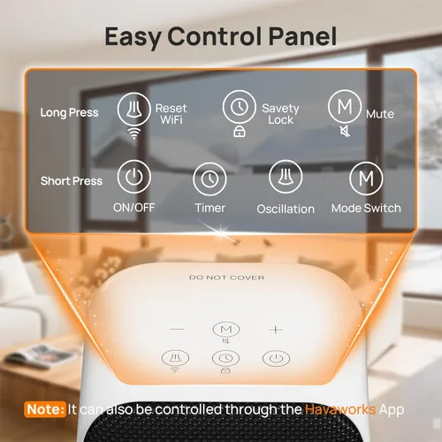 Miniatura 7 de FLANUR Calentadores de espacio para uso en interiores, calentador eléctrico portátil inteligente con termostato, WiFi y control de voz, temporizador