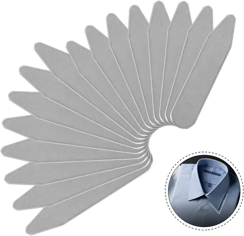 Miniatura 7 de Stiffen Your Dress Shirts 16pcs Collar Stays para hombres de manga larga camisas de vestir insertos de metal, plateado