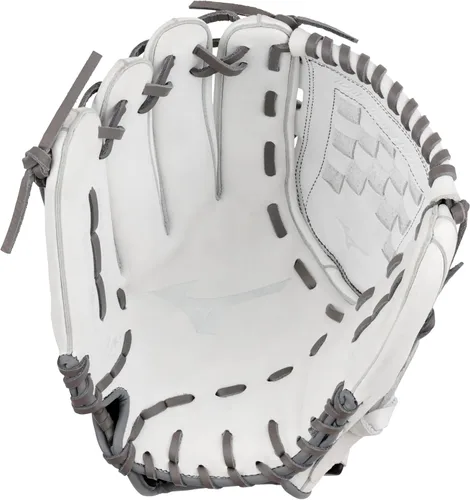 Miniatura 2 de Mizuno GMVP1200PF4W MVP Prime Fastpitch - Guante de sóftbol de 12 pulgadas, tela de tartán, lanzamiento a mano izquierda, blanco/gris