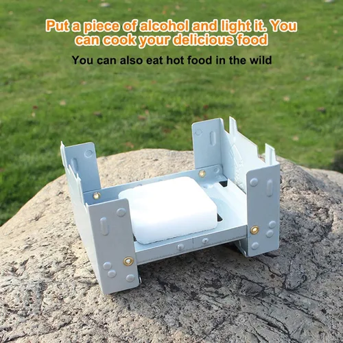 Miniatura 4 de Estufa de camping plegable portátil para cocinar al aire libre, ligera de bolsillo y tableta de combustible, ideal para senderismo, picnic, barbacoa