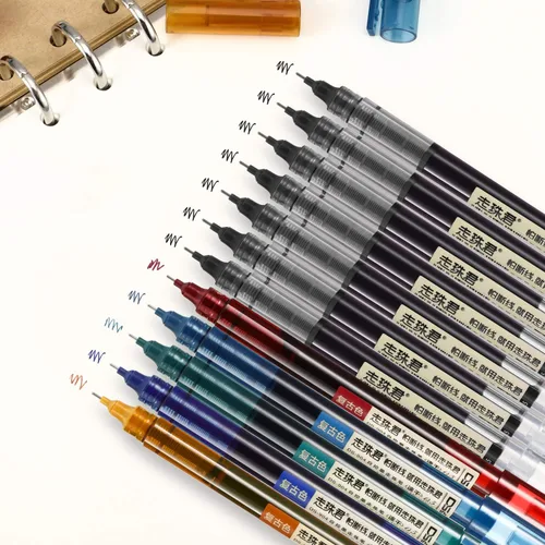 Miniatura 2 de Frienda 12 bolígrafos de punta rodante de 0,5 mm, bolígrafos de tinta líquida de secado rápido de alta calidad japonesa, punta extrafina, escritura
