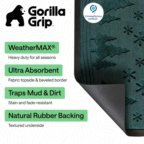 Miniatura 2 de Gorilla Grip - Tapete WeatherMax impermeable, 47 x 35 pulgadas, goma natural, resistente a las manchas y a la decoloración, para interiores