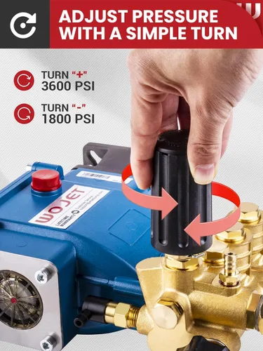 Miniatura 5 de WOJET Bomba de lavado a presión de émbolo triplex, 3600PSI 2.7GPM, eje de 3/4 pulgadas, autocebante, kit de bomba de repuesto horizontal