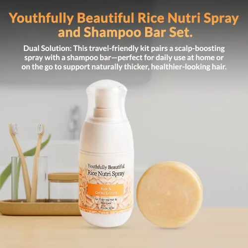 Miniatura 6 de Youthfully Beautiful Rice Nutri Spray and Shampoo Bar Set Thickens Hair Support Healthy Growth Rice Coffee Extract for Thinning Hair and Hair Loss
