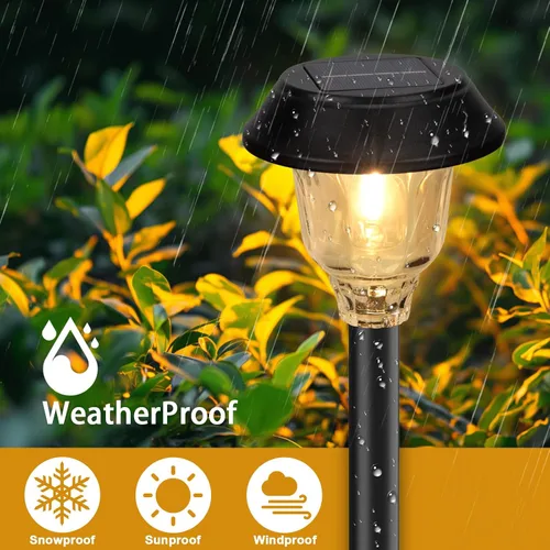 Miniatura 3 de Luces solares para exteriores impermeables, paquete de 6 unidades de luces solares de vidrio y metal para caminos, brillantes luces LED solares