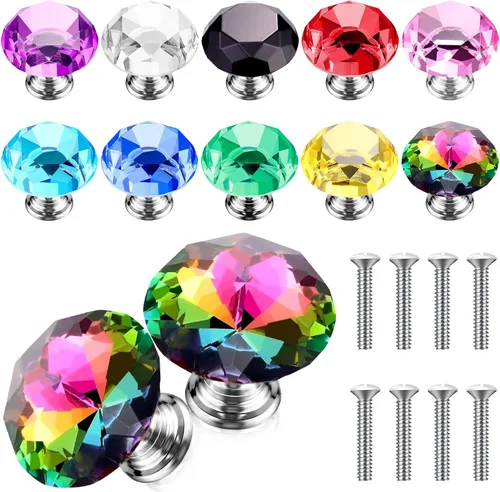 Miniatura 10 de Jetec 20 piezas tiradores de cristal para cajones pomos de gabinete 30mm pomos de diamante para aparador para cajones de aparador cocina estantería