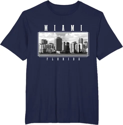 Miniatura 11 de Miami Skyline Florida Pride Vintage Miami Camiseta, Negro