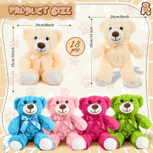 Miniatura 2 de Liliful 18 piezas de 14 pulgadas de oso de San Valentín, juguetes de peluche a granel para baby shower, oso de felpa suave, regalos para San