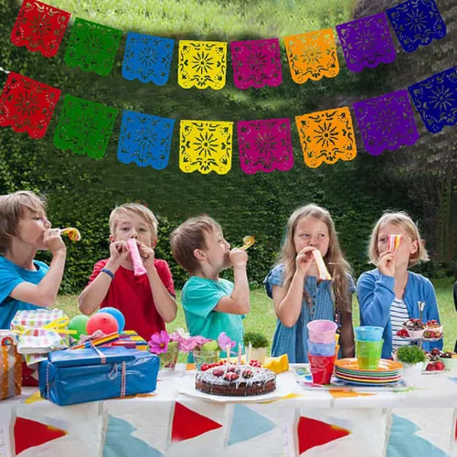 Miniatura 5 de Cartel de Picado de fieltro de cabello mexicano,Fiesta mexicana Fiesta Fieltro Banners,Decoración Día De Los Muertos Suministros para Fiesta Bandera