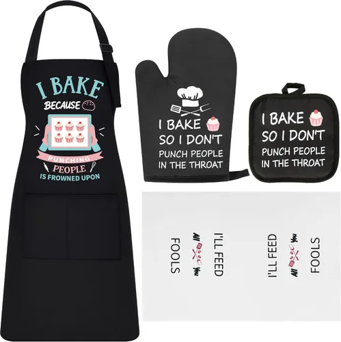 Miniatura 8 de Defresit Paquete de 2 delantales divertidos para hornear para mujeres y hombres, delantales de cocina con bolsillos, Día de la Madre, cumpleaños