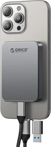 ORICO 256GB SSD Magnético Portátil, Cuerpo de Metal, Grabación y Almacenamiento ProRes HDR de 4K 120 fps, Hasta 460MB/s, Cable USB C&A 2 en 1, SSD