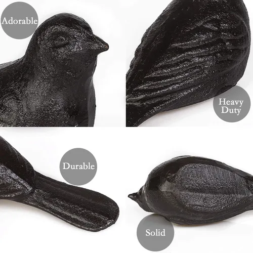Miniatura 4 de Tope de puerta decorativo para piso, lindo pájaro de hierro fundido resistente, tope de puerta de granja, paquete de 2 topes de puerta de cuña