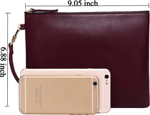 Miniatura 2 de DORIS&JACKY Bolso de mano de piel de cordero para mujer, cartera grande y suave de diseñador con correa..