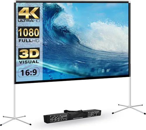 Miniatura 9 de Pantalla de proyector y soporte de 100 pulgadas, pantalla de proyección portátil al aire libre 16:9 4K HD, pantalla de proyección de película