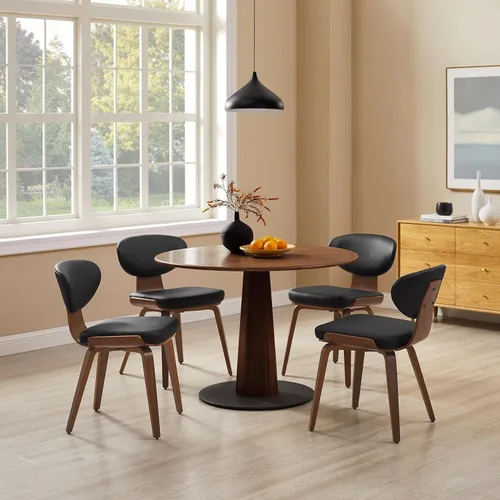 Miniatura 6 de Art Leon Sillas de comedor de mediados de siglo, sillas de comedor tapizadas de piel sintética, silla de cocina sin brazos con patas de madera