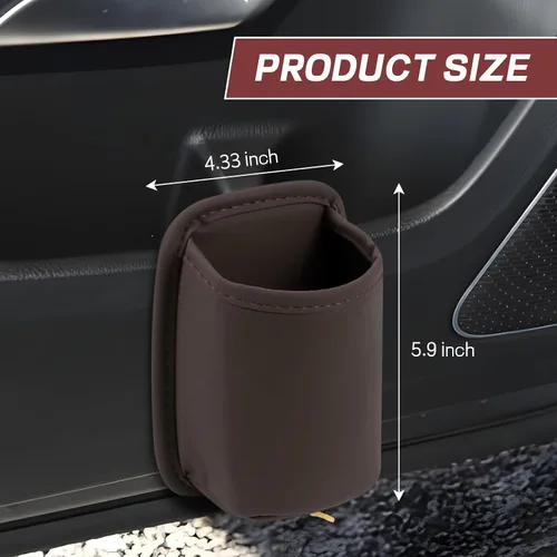 Miniatura 2 de Wuyaoyao Portavasos grande para puerta de automóvil, portavasos de cuero con clip para puerta de auto y bolsillo del asiento trasero, soportes