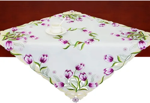 Miniatura 11 de Caminos de mesa pequeños bordados de tulipán, manteles florales de primavera para Pascua (azul, 13 x 35 pulgadas)