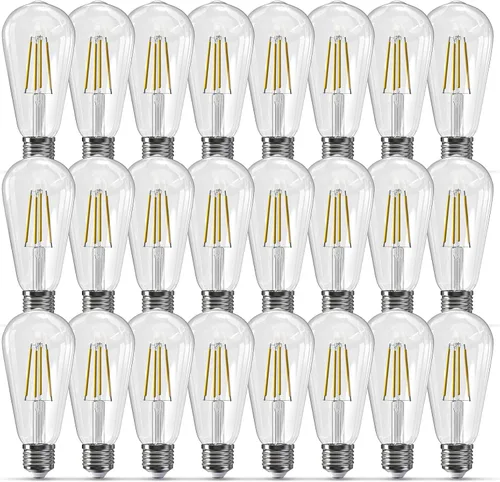 Miniatura 53 de Jensense Bombillas LED Edison E26, 60 vatios equivalentes, bombillas regulables, 2300 K, luz blanca cálida (cristal ámbar), estilo vintage