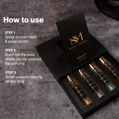 Miniatura 8 de NOURISH MANTRA NM New York Metropolis - Juego de 4 perfumes de lujo para hombre, perfumes de lujo de primera calidad, regalo de cumpleaños
