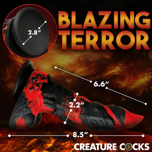 Miniatura 4 de CREATURE COCKS Consolador monstruo Fire Demon para hombres, mujeres y parejas. Firme y flexible, base de succión fuerte, consolador de fantasía