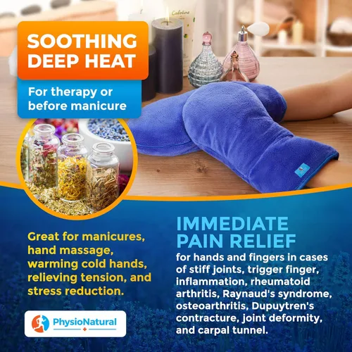 Miniatura 5 de Manoplas de terapia seguras para microondas con semillas de lino, alivio de terapia de calor húmedo para manos y dedos para articulaciones rígidas