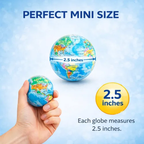Miniatura 4 de Paquete de 24 minibolas de espuma suave con forma de globo, juguete de 2.5 pulgadas, juguete de mundo exprimible para aliviar el estrés, novedades