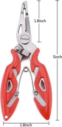 Miniatura 3 de FOSTAR Alicates de pesca, Removedor de gancho de acero inoxidable, Tijeras de línea de pesca, Cortadores de línea trenzados, Abreanillos divididos