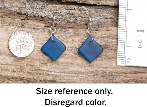 Miniatura 3 de Delicate Diamond Sea Glass Earrings, Beach Glass Earrings for Women by EcoSeaCo, using sustainable, recycled and repurposed material. Handmade
