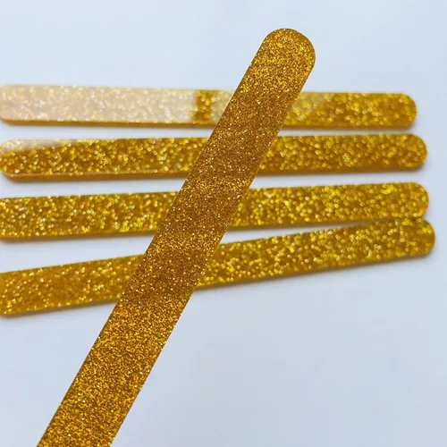 Miniatura 3 de 30 palitos de acrílico reutilizables para tartas, palitos de paleta de espejo para recuerdos de fiesta (purpurina dorada)