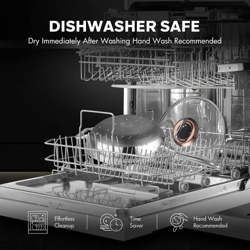 Miniatura 5 de Wok híbrido de 12 pulgadas con tapa, woks antiadherentes de acero inoxidable y sartenes para freír, sartén wok, PFAS PFOA sin PTFE, apto