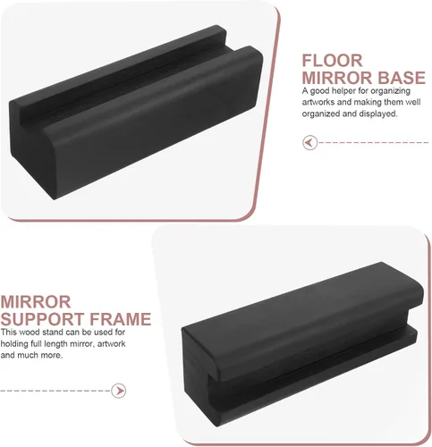 Miniatura 8 de Uonlytech Soporte de madera para espejo de piso, soporte antideslizante para espejo de habitación, soporte para dormitorio, sala de estar, baño