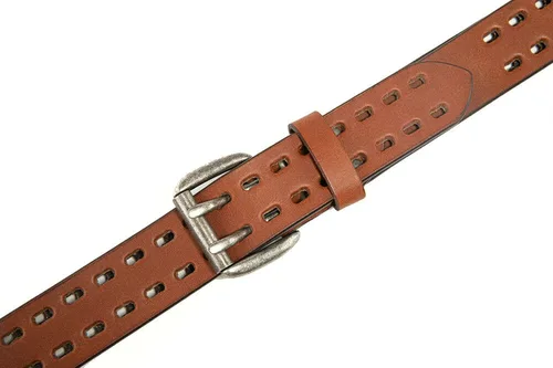 Miniatura 4 de BG247 Cinturón casual de cuero hecho a mano para hombre con hebilla de doble punta