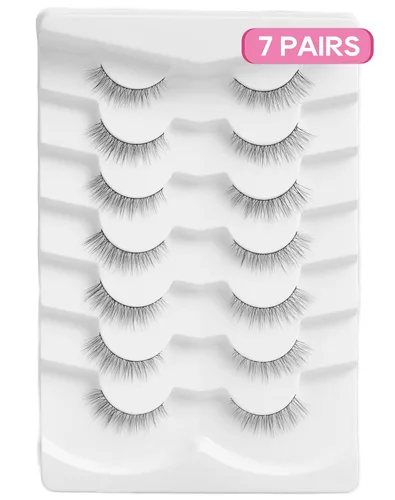 Miniatura 6 de Pestañas cortas de aspecto natural, pestañas postizas sutiles rizadas en C, pestañas postizas de volumen, pestañas de visón de 10mm, paquete