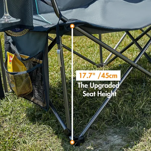 Miniatura 6 de TIMBER RIDGE Sillas de camping dobles de gran tamaño, sofá de campamento, sofá de dos plazas para 2 personas, silla de campamento plegable doble